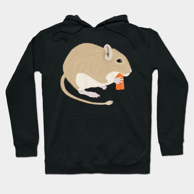 Cute golden gerbil eating carrot Hoodie by Becky-Marie